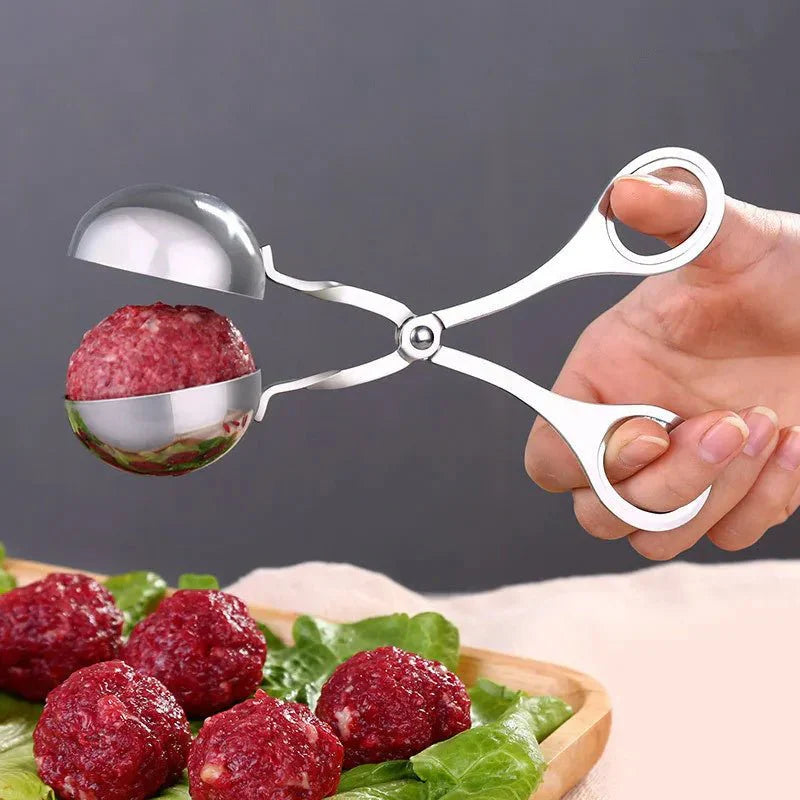 Stainless Steel Meatball Maker Tongs – Fish, Meat & Rice Ball Mold Tool